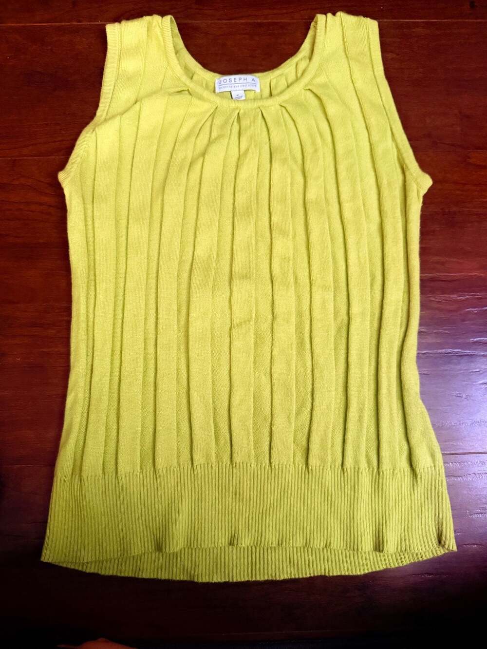 Joseph A. Lime Green Pleated Front Sleeveless Ribbed Knit Tank Top Size XL
